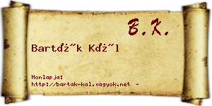 Barták Kál névjegykártya